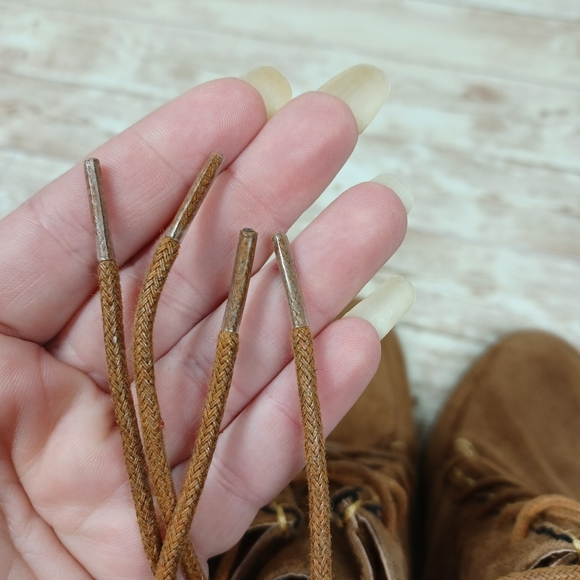 Nautica Suede Like Wedge Heel Ankle Boots Bootie Lace Up Shoes Tan Size 8 - Picture 8 of 9